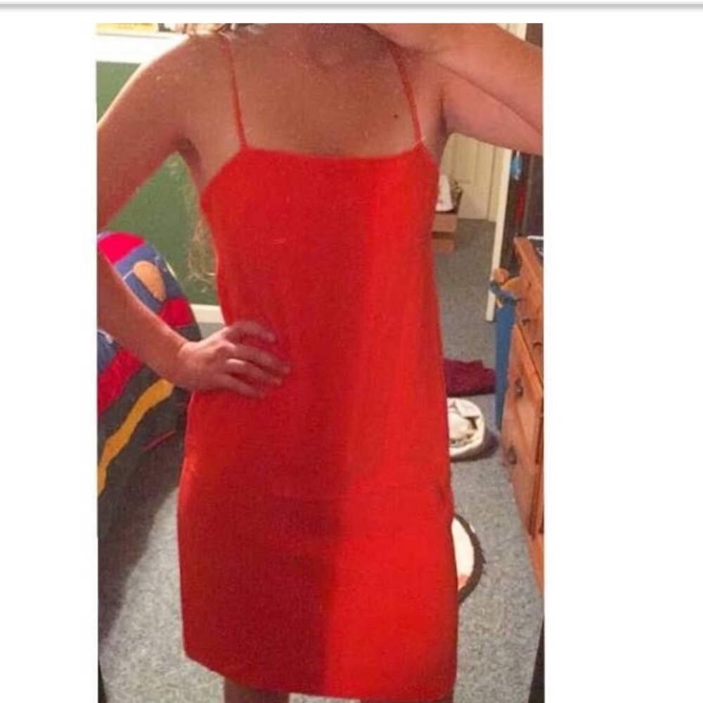 Orange shift dress